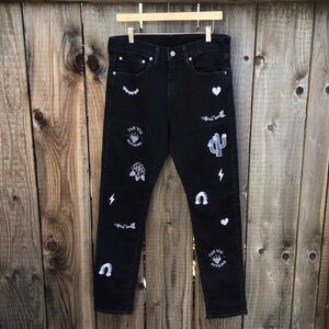 Black Embroidered Men's Jeans